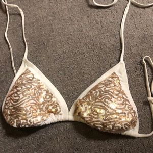 string white and gold trianglebikini top